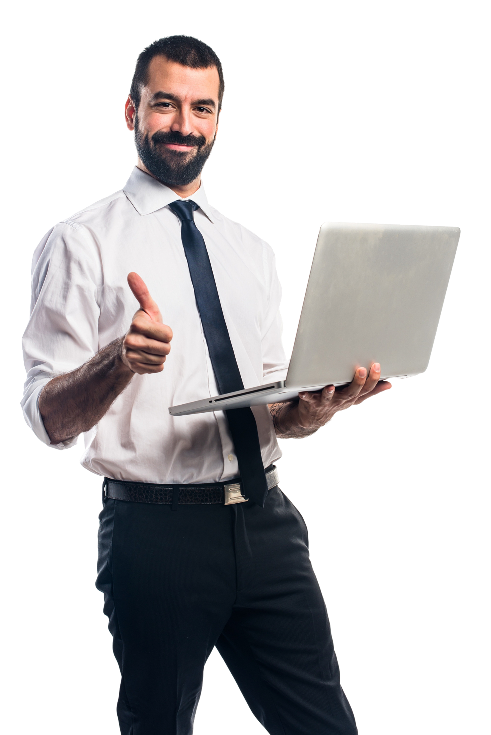 Man Holding a Laptop