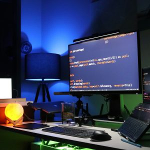 A computer Setup with some codes running on it